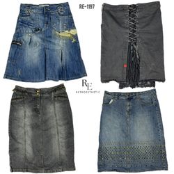 Y2K Cyber Girl Era Denim Midi Skirts (RE-1197)