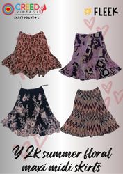 IQ0109 Y2k summer floral maxi midi skirts - 10 Pie..