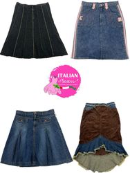 Saias midi de denim únicas Y2K
