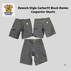 Rework Style Carhartt Black Denim Carpenter Shorts