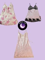 Y2K Pretty Pink Silk Slip Dresses (M-403)