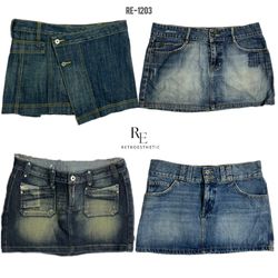 Y2K Cyber Girl Era Denim Mini Skirts (RE-1203)