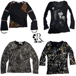 Hauts à manches longues Y2K Black Rave (RW -241)