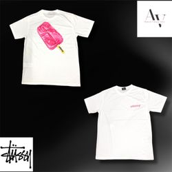 Stussy rework style popsicle white t shirts
