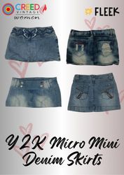 IQ0125 Y2K Micro Mini Denim Skirts - 08 Pieces