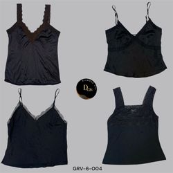 Cami en dentelle noire en soie – Pièce de superpos..