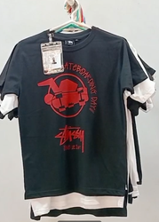 CR-16 Reworked Stussy Men's Trendy Printed T-Shirt