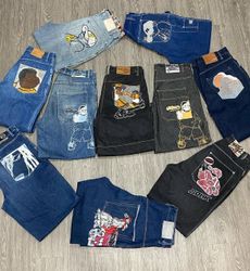 Hiphop Y2K Stickerei Jeans