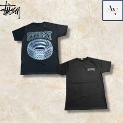 Stussy rework style tier t shirts in black
