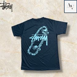Stussy rework style skate poses black tee