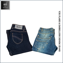 Y2K FLARE & EMBELLISH DENIM JEANS - 15 STÜCK (BUND..
