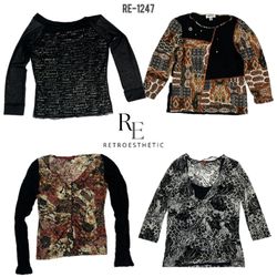 Y2K Todo Negro Rave Tops de Manga Larga (RE-1247)