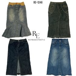 Y2K Britney Era Denim Maxi Skirts (RE-1248)
