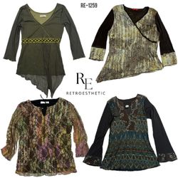 Y2K Earthy Tone Full Sleeve Mesh Tops (R..