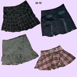 Y2K Cutesy Checkered Wool Skirts (AA-112)