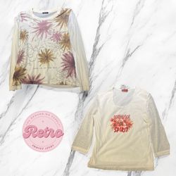 Y2K Cream Bloom & Spirit Blouses for Women: 10 Pcs..