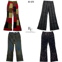 Pantalons en velours côtelé évasés uniques Y2K (RE..