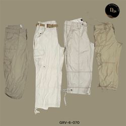 Retro Y2K Cream Cargo Capri Trousers – Cargo Pocke..
