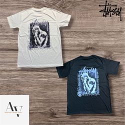 Stussy rework style metalHeadz black and white tee