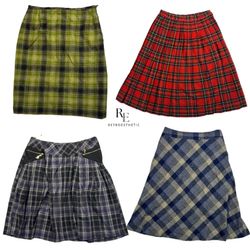 Y2K Wool Checkered Midi Skirts (RE-1278)