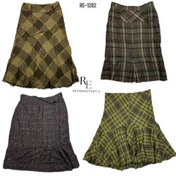 Y2K Wool Checkered Midi Skirts (RE-1282)