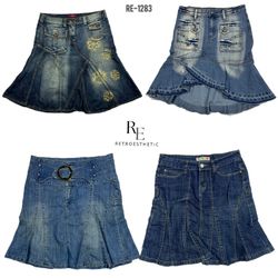 Y2K Cyber Girl Era Unique Denim Midi Skirts (RE-12..