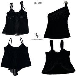 Y2L All Black Gothic Cami Tops (RE-1290)