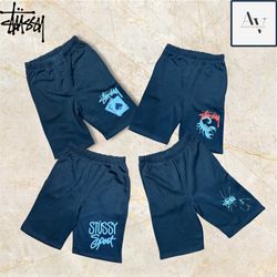 Stussy rework style mixed print shorts