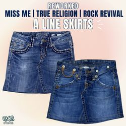 Reworked A Line Mini Skirt - Miss Me/True Religion..