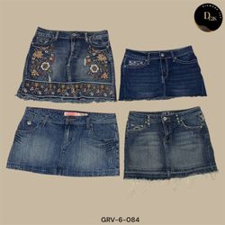 Retro Y2K Micro Mini Skirt in Denim  (GRV-6-084)