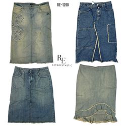 Y2K Unique Britney Era Denim Midi Skirts (RE-1298)