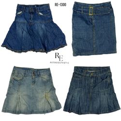 Y2K Cyber Girl Ära Denim Midi Röcke (RE-1300)