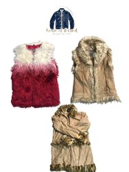 Y2k Sherpa Shearling Vest and Full Sleeves Coat