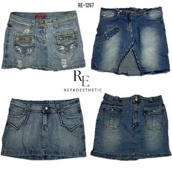 Y2K Cyber Girl Denim Mini Skirts (RE-1267)