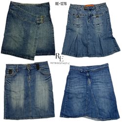 Y2K Cyber Girl Era Denim Midi Skirts (RE-1276)