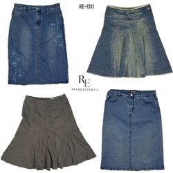 Y2K Unique Denim Midi Skirts (RE-1311)