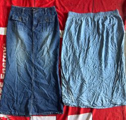 Saia maxi de denim 15 peças