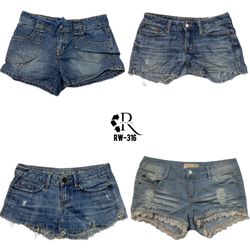 Shorts en denim micro mini style rétro Y2K (RW-316..