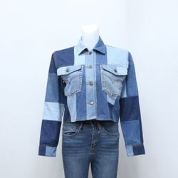 CR-95 Reworked Levi's Cropped Patchwork Denim Jack..
