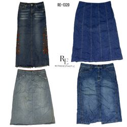 Y2K IT Girl Denim Maxi Skirts (RE-1320)