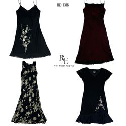 Y2K All Black Rave Summer Dresses (RE-1316)