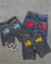 Stussy rework style denim shorts #13625