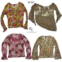 Y2K Grunge Mesh Mix Full Sleeve Tops (RE-1327)