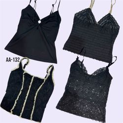 Y2K Gothic Black Cami Tops (AA-132)