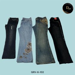 Y2K Embroidered Front Flared Jeans – Dark Muse (GR..