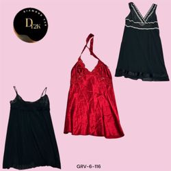 Y2K Seductive Red & Black Slip Dress (GRV-6-116)