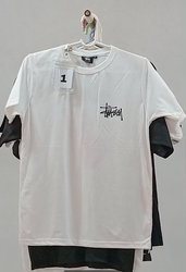 CR-108 Reworked Style Unisex Stussy Printed T-Shir..