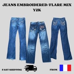 Y2k Embroidered / Flare Mix Jeans