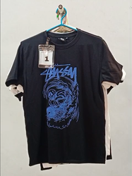 CR-113 Reworked Style Unisex Stussy Printed T-Shir..