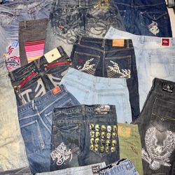 Hip Hop and Japanese Style Embroidered Jeans